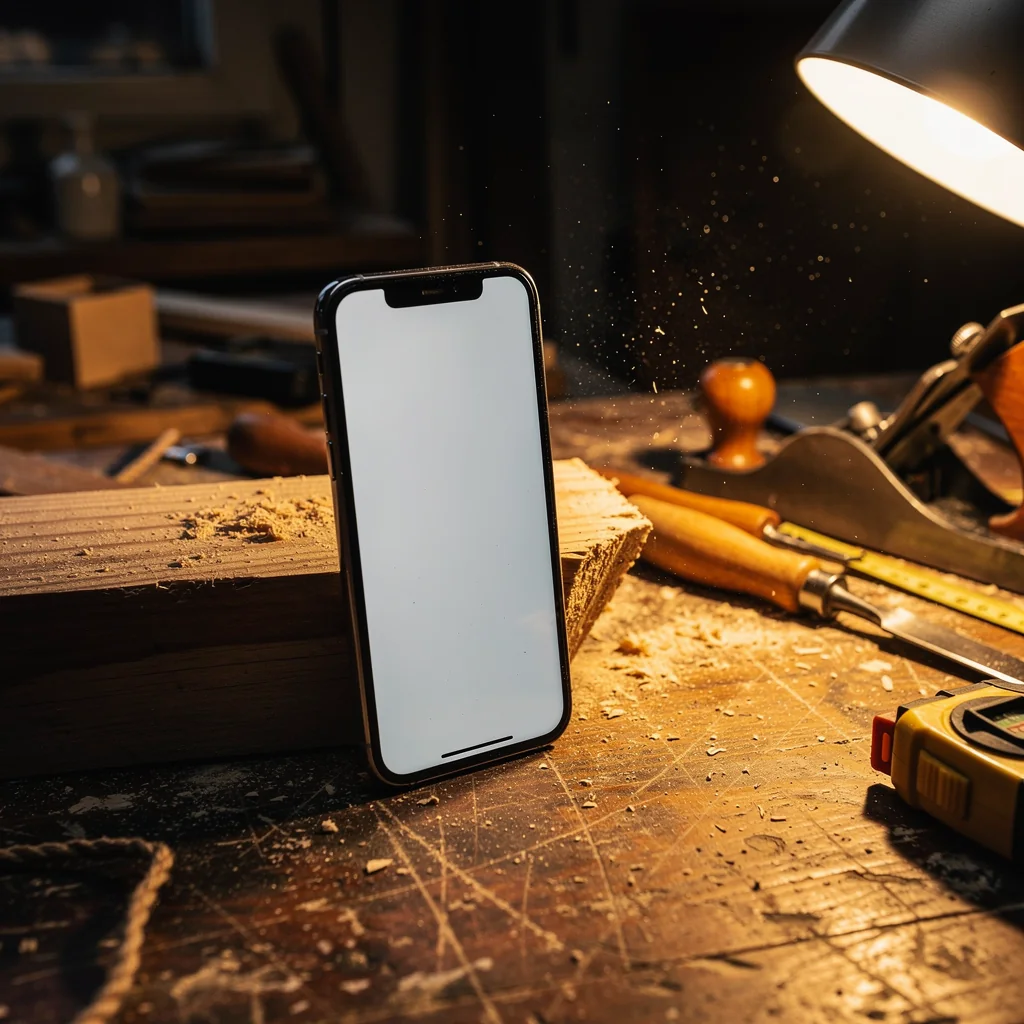 Phone on a workbench