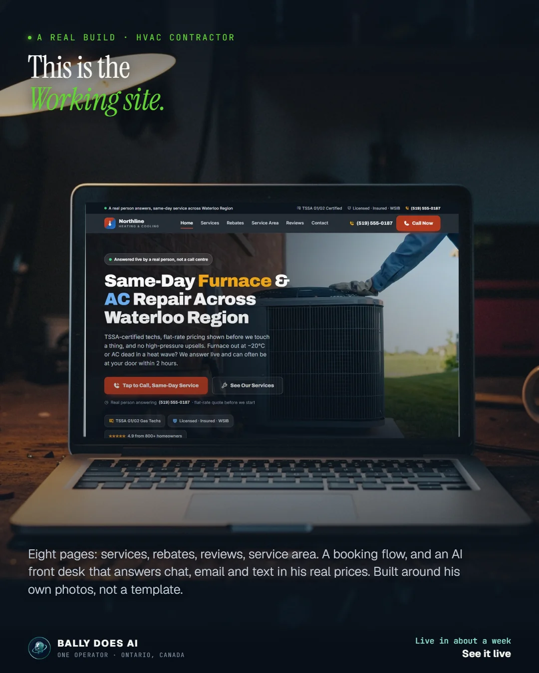 A real site on screen