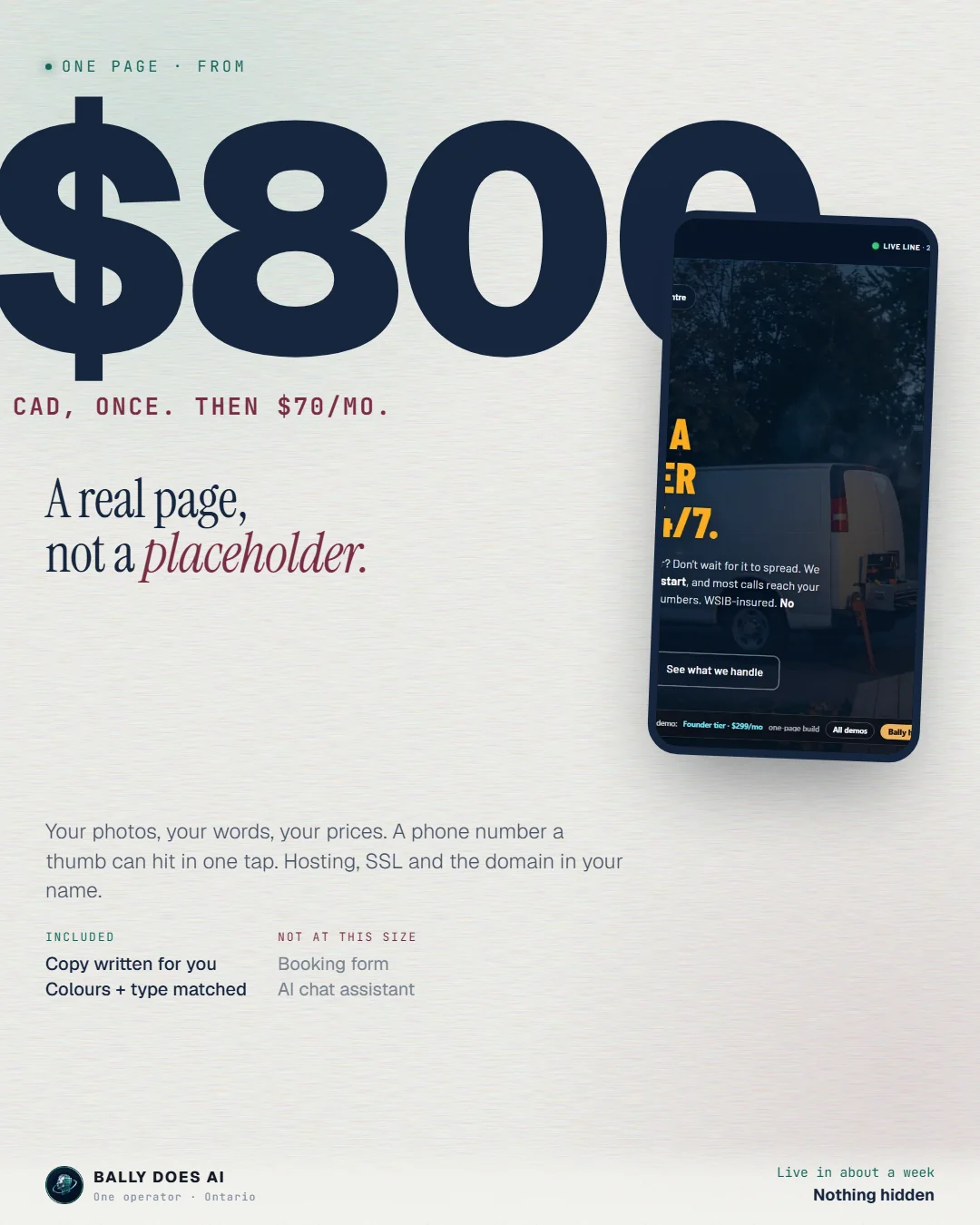 800 dollars, a real page not a placeholder
