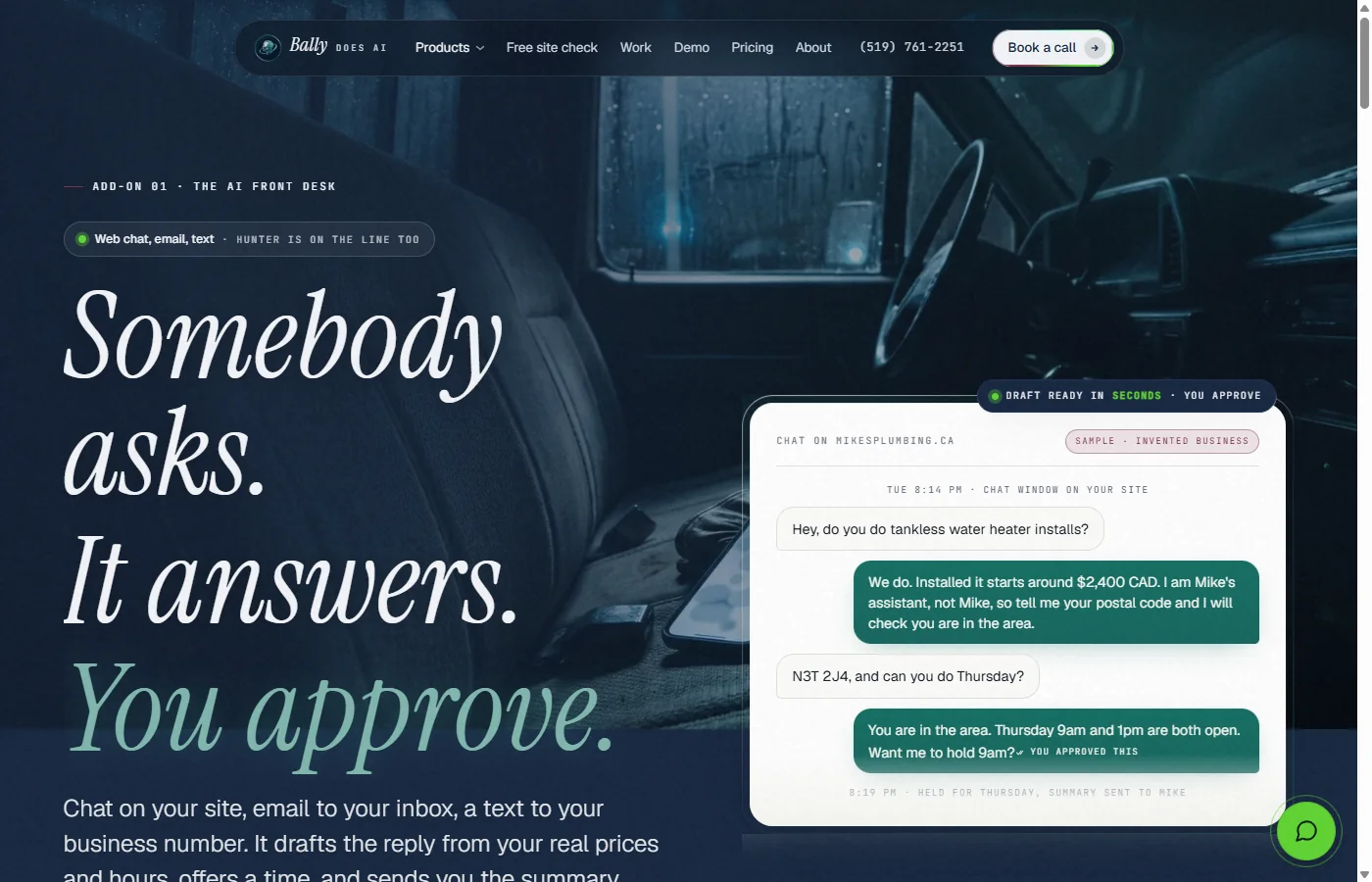 AI front desk product page